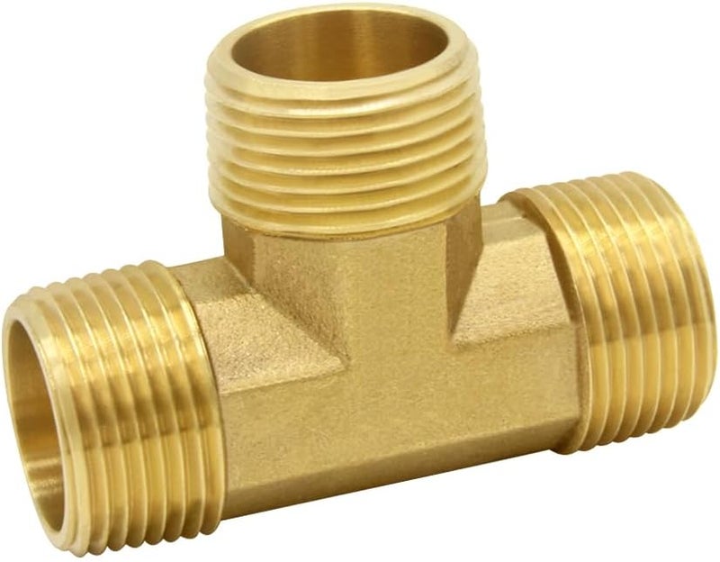 Hooshing محولات أنابيب نحاسية على شكل حرف T 3/4" NPT x 3/4" NPT x 3/4" NPT ذكر لتحويل الوقود والزيت والغاز والسباكة - Image 2